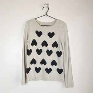 LC Lauren Conrad Romantic Preppy Heart Sweater Cozy Knit Cream Size Extra Small
